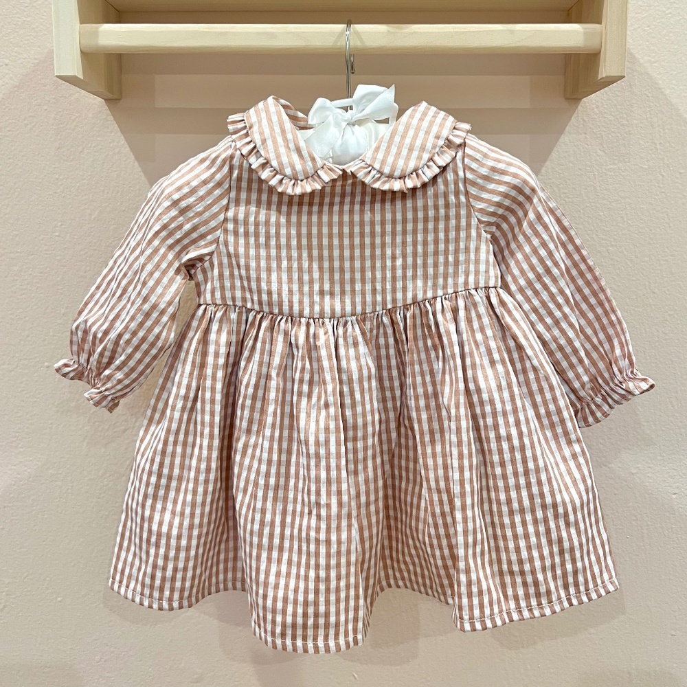 Rose Gingham Pattern with Peter Pan Collar